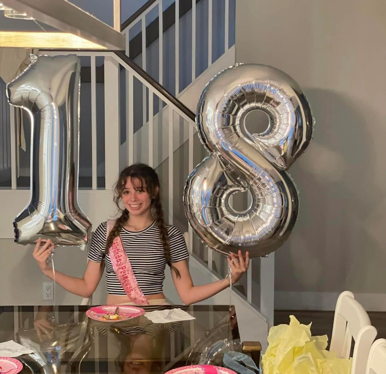 Silver Number 18 Balloon - 40 Inch 18th Birthday Decoration for Kids | Perfect for 18 Year Old Celebrations