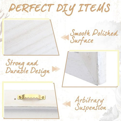 DoubleFill Rustic Wooden Signs - 4 Pcs Blank Craft Plaques, 12 x 12 x 0.6 Inch, Perfect for DIY Projects | White