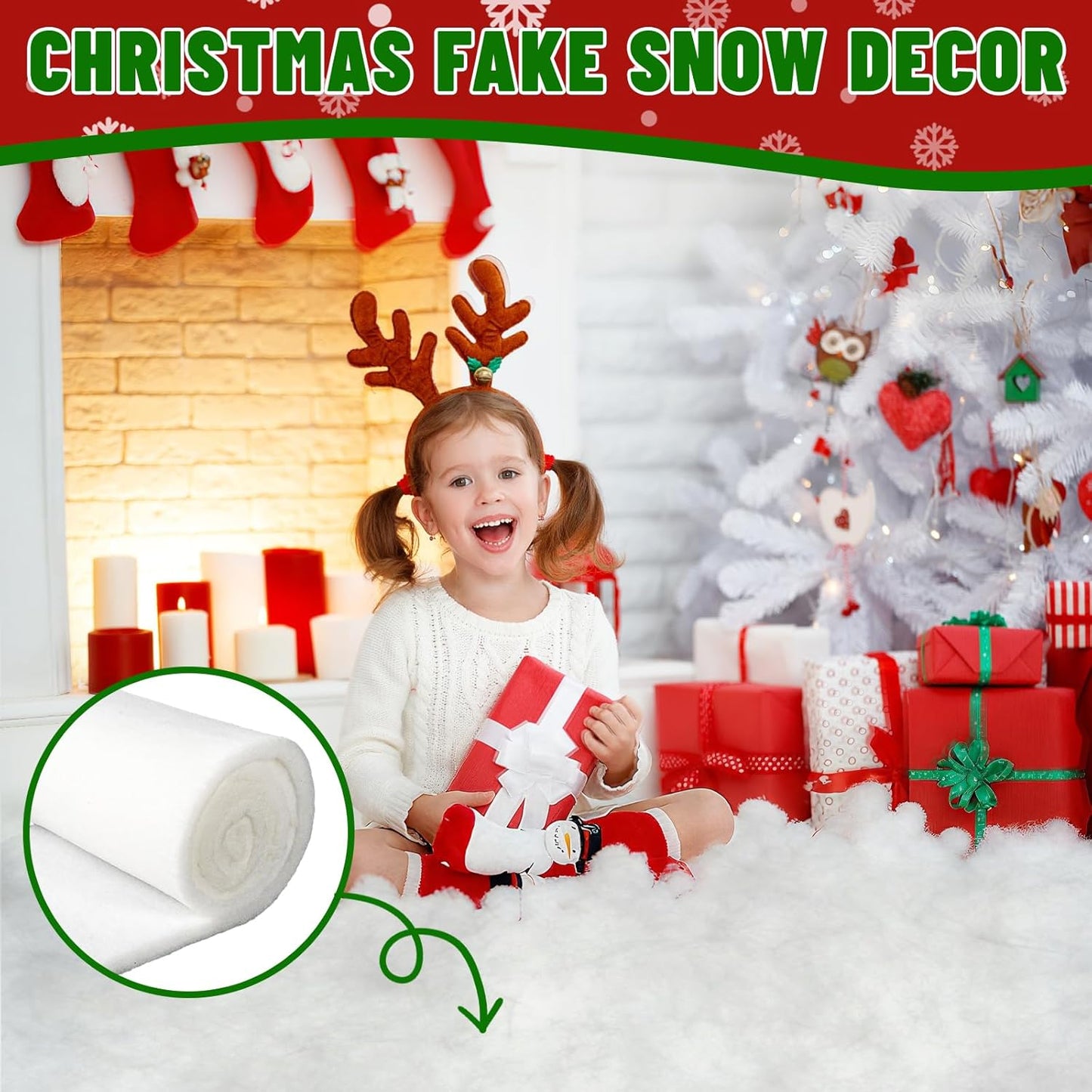Regine Switzerland Snow Blanket - Thick Faux Snow Rug for Christmas Village Decor | 3ft x 8ft, White Plush