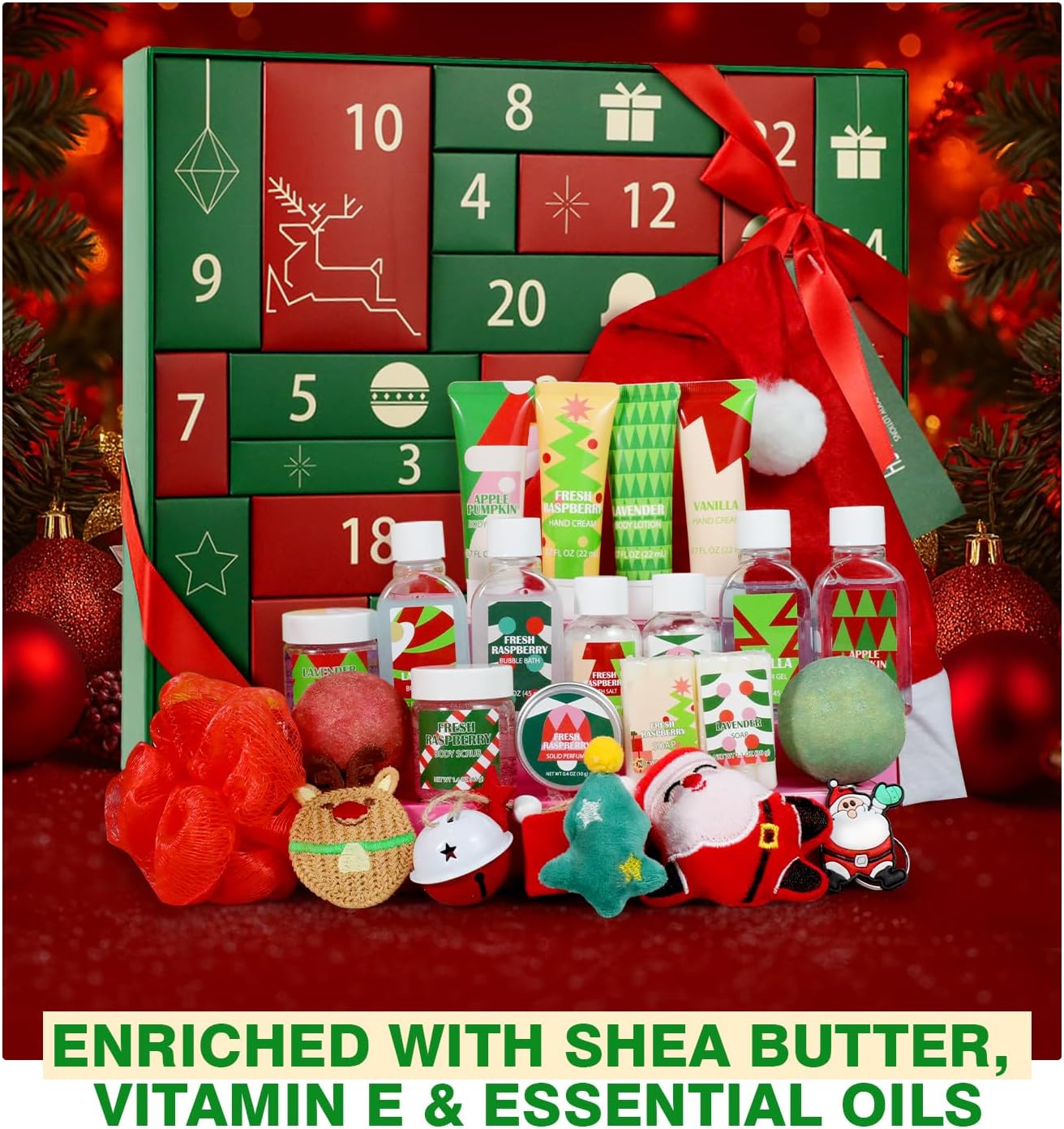 Advent Skincare Calendar 2025 - 24 Days of Beauty Gifts for Women | Holiday Bath & Body Set