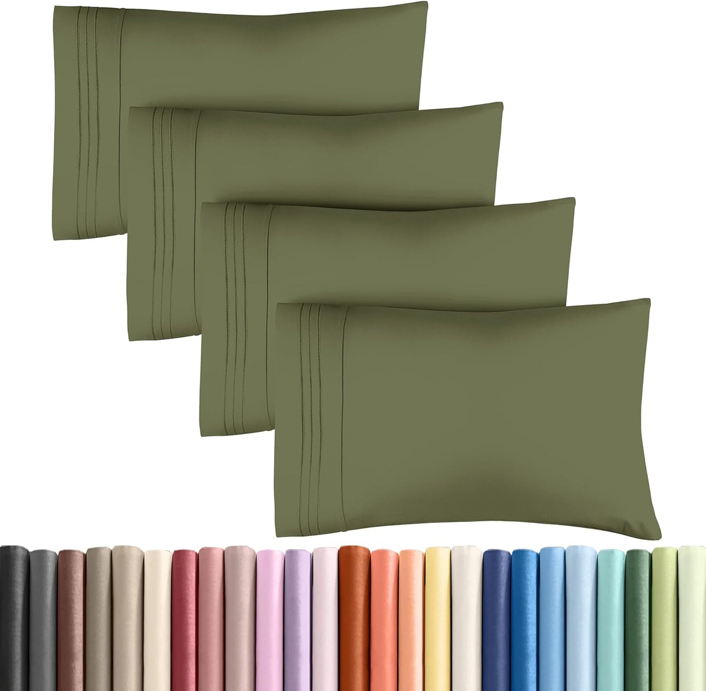 Queen Pillow Cases by [Brand Name] - Ultra Soft Hotel Quality Covers | Wrinkle-Free & Stain Resistant - 4 Piece Set in Sage Green