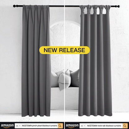 NICETOWN Thermal Insulated Blackout Curtains - Grommet Top Window Treatment Drapes for Hall (2 Panels, W42 x L90 inches, Grey)