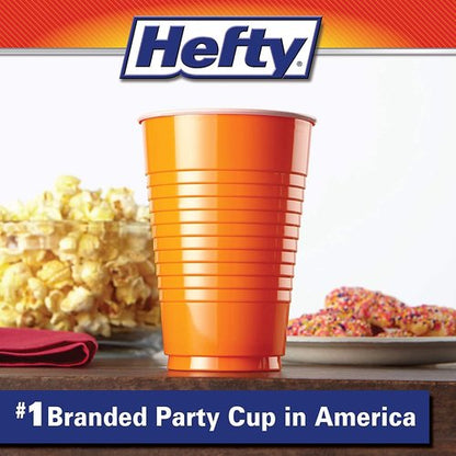 Hefty Disposable Plastic Party Cups - Easy Grip & Durable, Assorted Colors, 16-Ounce, 100 Count