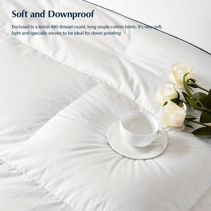 Pacific Coast Comforter King Size, Filled in White Goose Down Bedding Comforter King Size，All Season White Luxury Hotel Fluffy Duvet Insert, 106"x90"