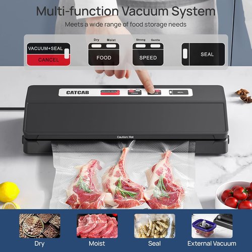 FoodSaver Vacuum Sealer Machine - 7-in-1 Automatic Food Preservation with 70kPa Suction | Black, Includes 2 Bag Rolls