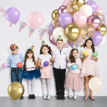 Metallic Pink & Purple Balloons - 12 Inch Confetti Balloons for Girls' Birthday & Baby Shower Decor