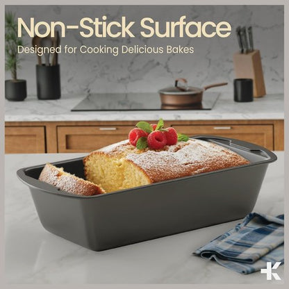 Loaf Pan Set by [Brand Name] - Deluxe Nonstick Carbon Steel Bakeware for Perfect Bread & Cakes | Dishwasher Safe