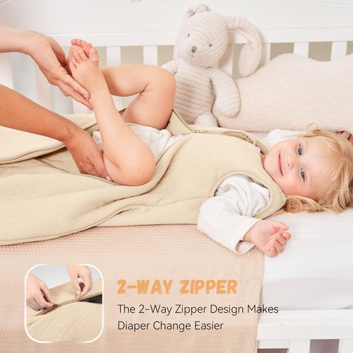 Yoofoss Baby Sleep Sack 6-12 Months TOG 2.5 Winter Baby Wearable Blanket, 100% Organic Cotton Infant Toddler Sleeping Sack 2-Way Zipper Warm Quilted Sleep Sack
