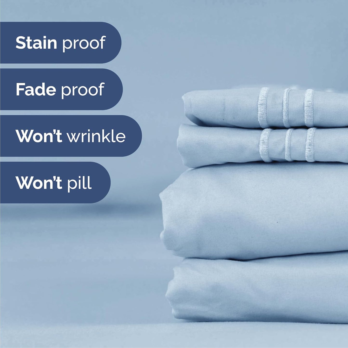 Queen Size 4-Piece Sheet Set | Skiennix Comfy Breathable Cooling Bed Sheets - Ultra-Soft, Deep Pockets, Sky Blue