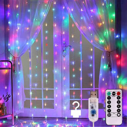 Skiennix Curtain Lights - 300 LED Twinkle String Lights for Bedroom & Wedding Decor | 9.8x9.8 Ft