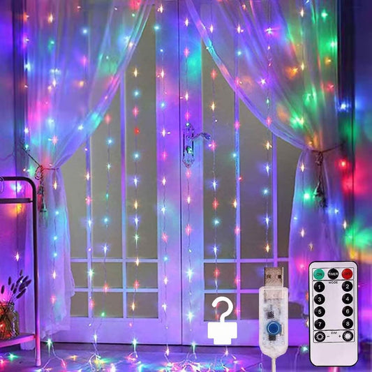 Skiennix Curtain Lights - 300 LED Twinkle String Lights for Bedroom & Wedding Decor | 9.8x9.8 Ft