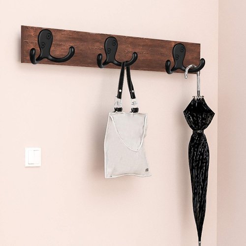 IBosins 8 Pack Heavy Duty Double Prong Coat Hooks Wall Mounted with 16 Screws Retro Double Hooks Utility Hooks for Coat, Scarf, Bag, Towel, Key, Cap, Cup, Hat