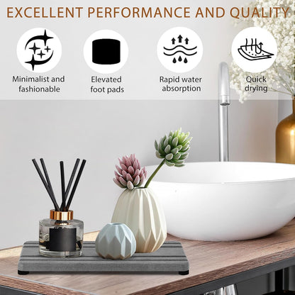 Skiennix Diatomite Stone Tray - Quick Drying Water Absorbent Coasters for Kitchen & Bathroom | 2-Pack
