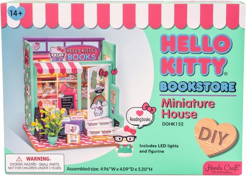 Hands Craft Hello Kitty Miniature Bookstore - Adorable DIY Dollhouse Kit for Creative Adults