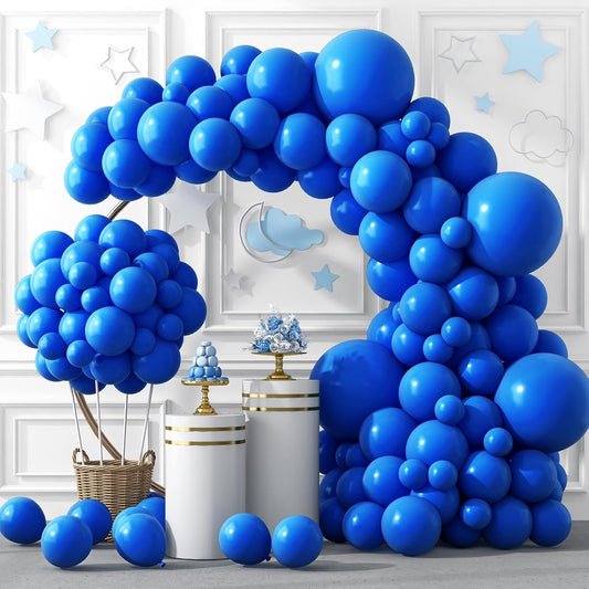 RUBFAC Dark Blue Balloons - 129-Piece Set in Various Sizes for Birthday, Gender Reveal & Baby Shower Decor