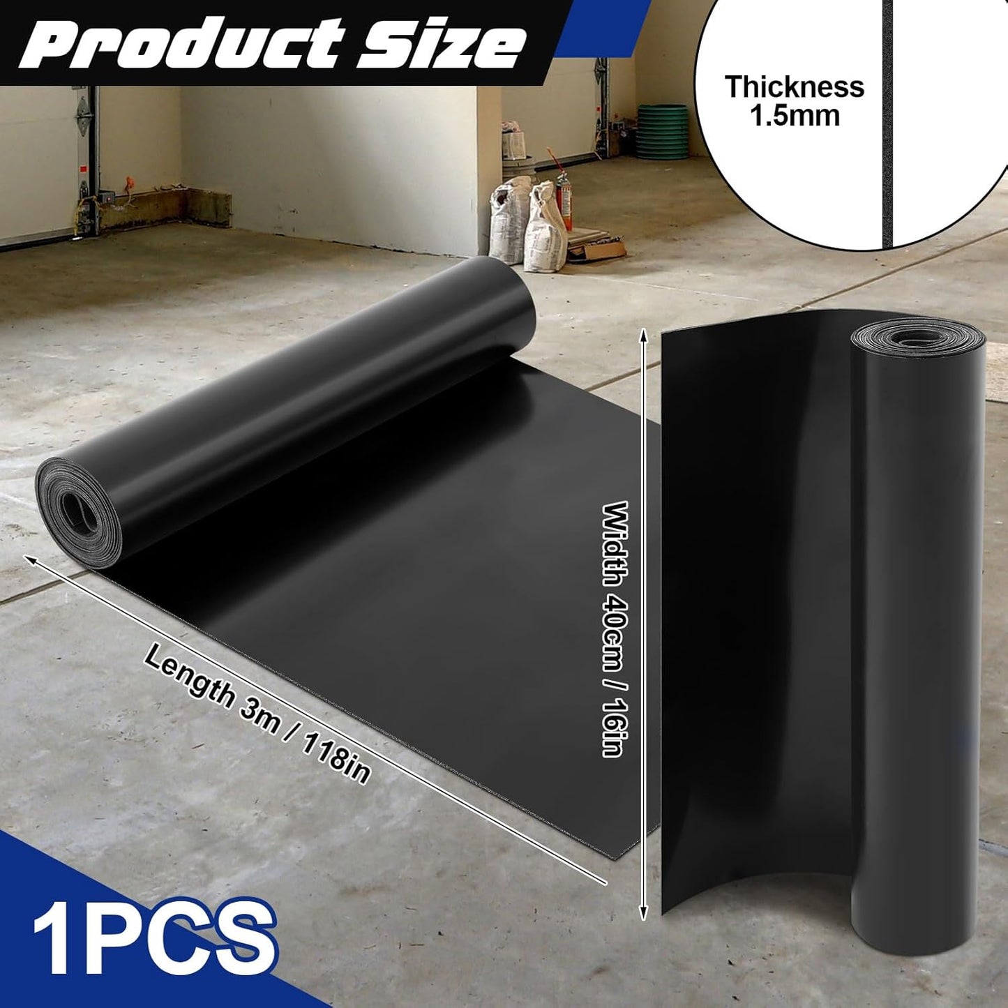 Skiennix Neoprene Rubber Sheets - 1/16 Inch Thick, 16" W x 118" L | Durable Gasket Strip for DIY Projects