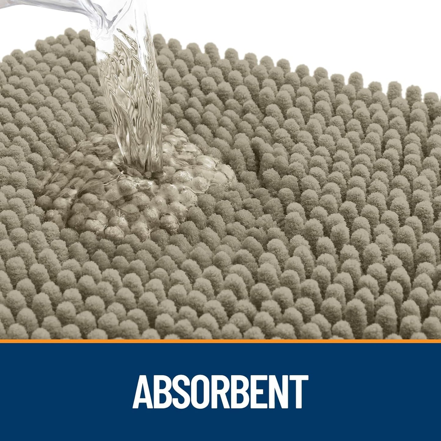 OLANLY Dog Door Mat - Absorbent Non-Slip Chenille Mat for Muddy Paws | 59x24 Warm Taupe Indoor Carpet