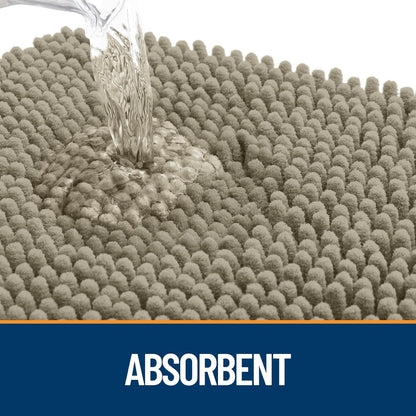OLANLY Dog Door Mat - Absorbent Non-Slip Chenille Mat for Muddy Paws | 59x24 Warm Taupe Indoor Carpet