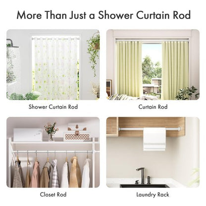 AmazerBath Spring Tension Shower Curtain Rod, 31-46.5 Inches Heavy Duty Tension Rod Rust Proof Bathroom Curtain Rod, Adjustable No Drill Easy Segmented Installation, White