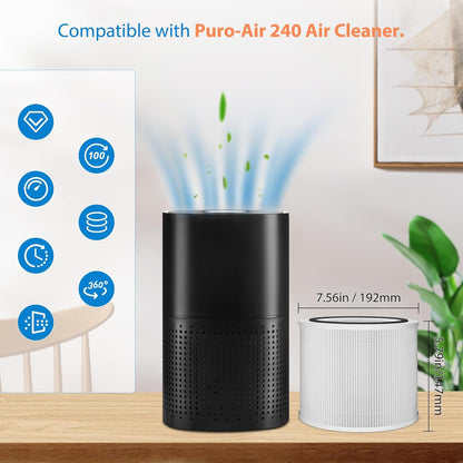 240 Air Filter Replacement - 2 Pack Activated Carbon Filters for 240 Air Purifier