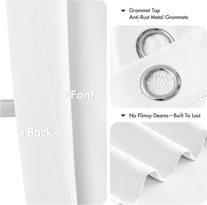 MIULEE Pure White Curtains - Thermal Insulated Room Darkening Drapes | 72-Inch Grommet Top Panels
