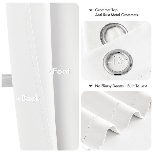 MIULEE Pure White Room Darkening Curtains - Grommet Top Bedroom Window Treatment Curtains Thermal Insulated Drapes for Living Room Kitchen Light Blocking Drapery, 40 x 45 Inches Long, 2 Panels