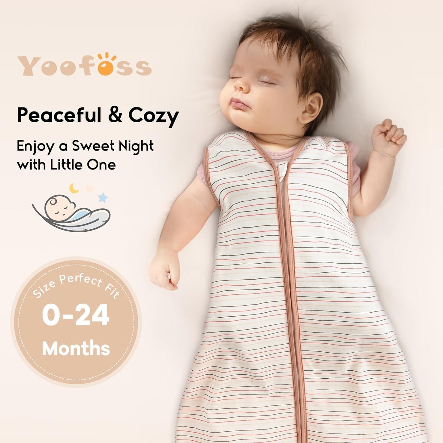 Yoofoss Baby Sleep Sack - 100% Organic Cotton Wearable Blanket for Infants | 6-12 Months, 3 Pack, 0.5 Tog