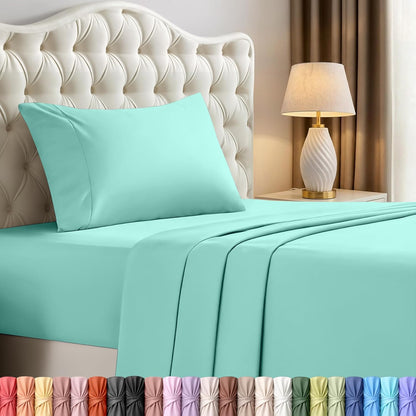 Utopia Bedding Twin XL Sheet Set - Soft & Breathable Microfiber, 3-Piece in Spa Blue
