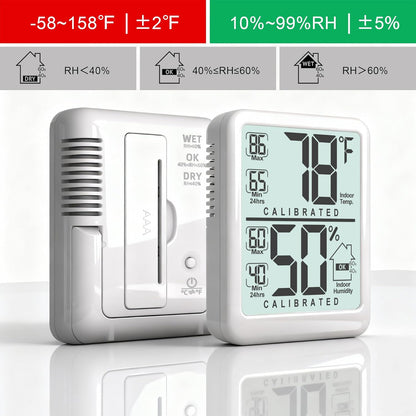 Antonki Digital Room Thermometer - Compact Indoor Hygrometer with Max/Min Records | Battery Included
