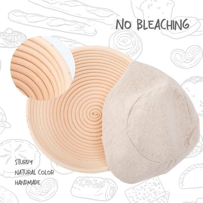 DOYOLLA Sourdough Proofing Baskets - Professional Dough Proofing Bowls Kit with Cloth Liner | 8.5-Inch Round Set of 2
