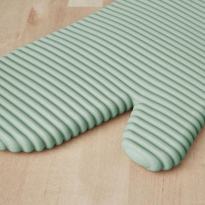 KitchenAid Ribbed Soft Silicone Oven Mitts - Heat Resistant 2-Pack Set, 7.5"x13", Pistachio Color