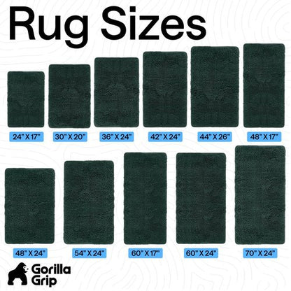 GORILLA GRIP Bath Rug Mat, Thick Soft Absorbent Chenille, Quick Dry Microfiber Mats, Rubber Backing Washable Shower Floor Rugs, US Designed Bathroom Bathmat Home Decor Accessories, 24x17, Hunter Green