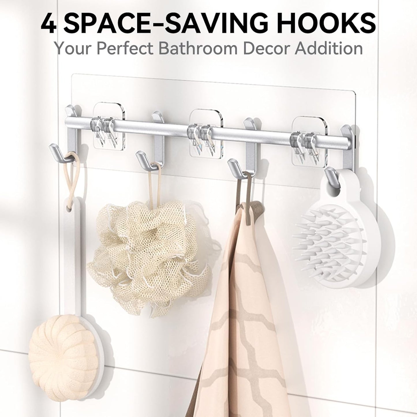 YASONIC Shower Caddy - 6 Pack Large Capacity Bath Organizer with Soap Holder & 12 Hooks | Rustproof Silver Shelves
