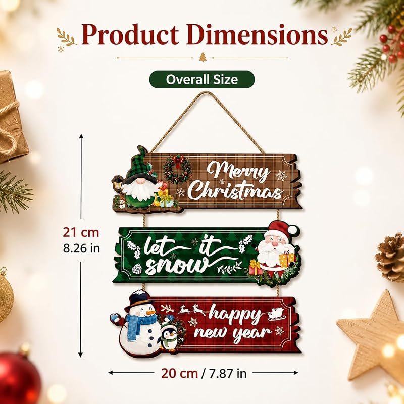 3 Piece Christmas Hanging Sign Wall Decor Set