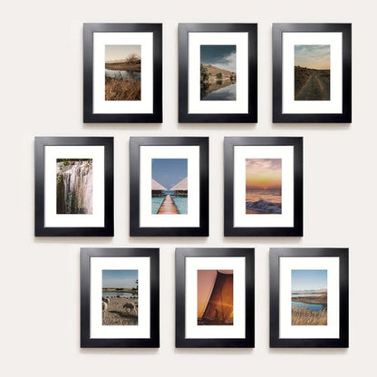 LaVie Home 8.5x11 Picture Frame, 11L x 8.5W Frame Display Pictures 6x8 with Mat or 8.5x11 Without Mat, Stable and Sturdy Black Frame and Polished Plexiglass, Horizontal and Vertical Format of The Walls