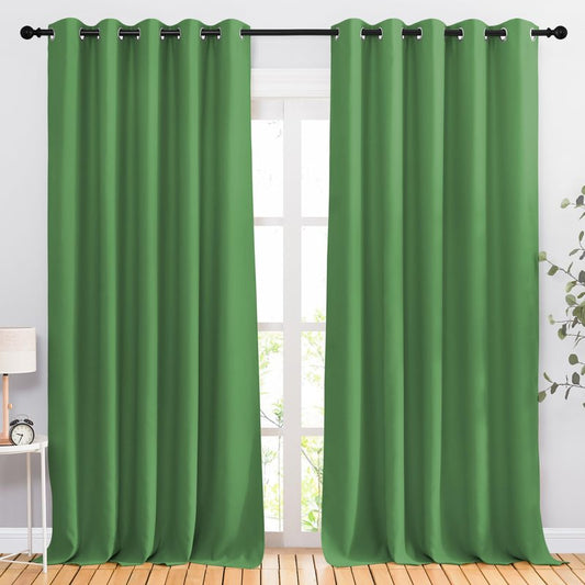 NICETOWN Blackout Curtain Panels 90 - Window Treatment Energy Saving Thermal Insulated Solid Grommet Blackout Drapes for Living Room (Forest Green, 1 Pair, 66 by 90-Inch)