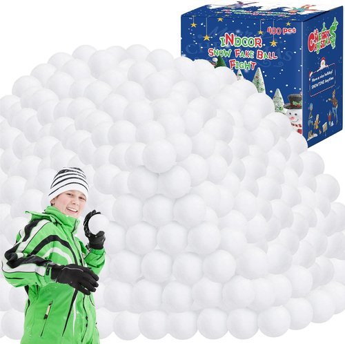 Homiar Fake Snow Balls - 400 Pack Soft Plush Indoor/Outdoor Winter Game Set | Realistic Toy for Kids