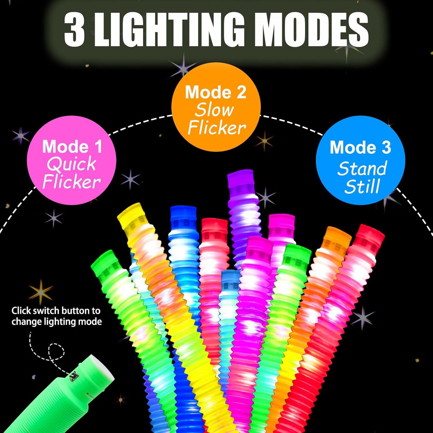UrChoice Glow Sticks - 8PCS LED Pop Tubes | Colorful Glow Necklaces & Bracelets for Parties & Camping