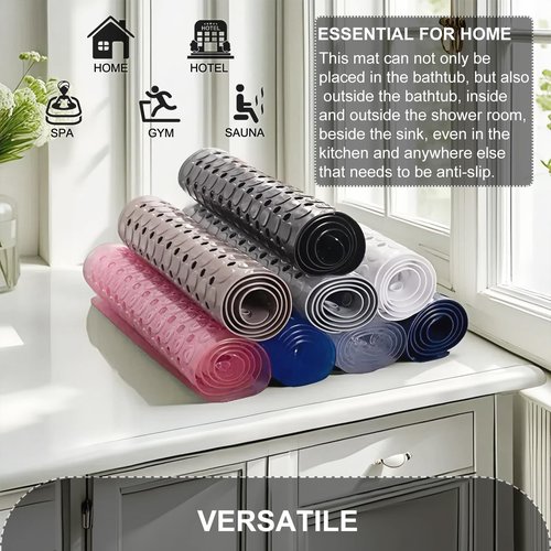 TEESHLY Bath Mat for Tub & Shower, Non Slip Soft Bathmat with Suction Cups & Drain Holes, Machine Washable Bathtub Floor Liner Mats for Bathroom, 35x16 Inch, Clear Blue