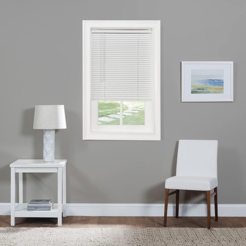 Cordless Light Filtering Mini Blind - 36 Inch Width, 72 Inch Length, 1" Slat Size - Pearl White - Cordless GII Morningstar Horizontal Windows Blinds for Interior by Achim Home Decor