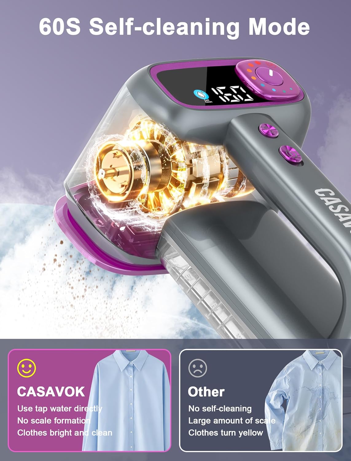 Skiennix Travel Steamer - Handheld 2-in-1 Clothes Steamer & Iron | 160ml Water Tank, 6 Steam Modes