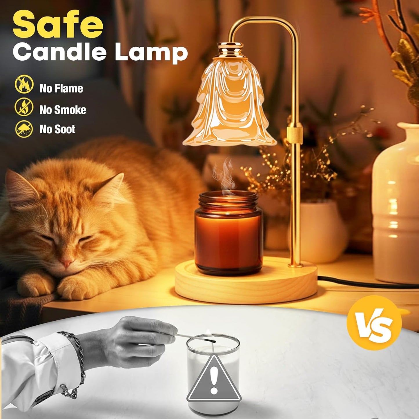 Skiennix Candle Warmer Lamp - Electric Wax Warmer with Timer & 5 Brightness Settings | Adjustable Height Home Decor Gift