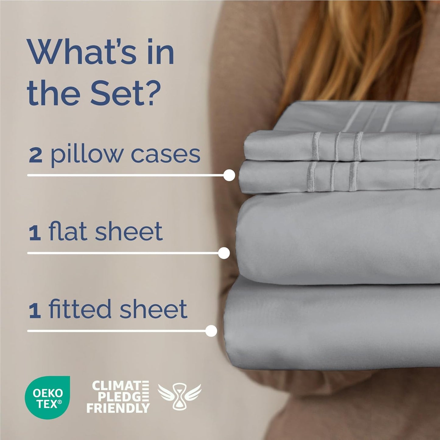 Skiennix Full Size 4-Piece Sheet Set - Comfy Cooling Bed Sheets for All Ages - Deep Pockets, Soft & Wrinkle-Free - Oeko-Tex Certified - Steel Blue