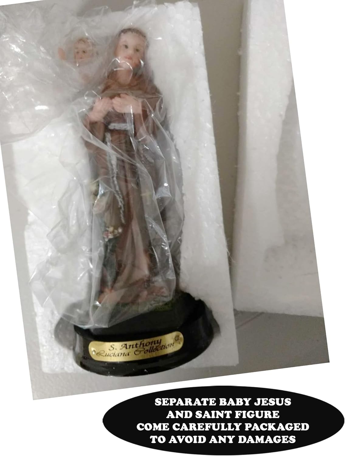 St. Anthony of Padua Statue - 5 Inch Figurine with Laminated Prayer Card & Pocket Token Set