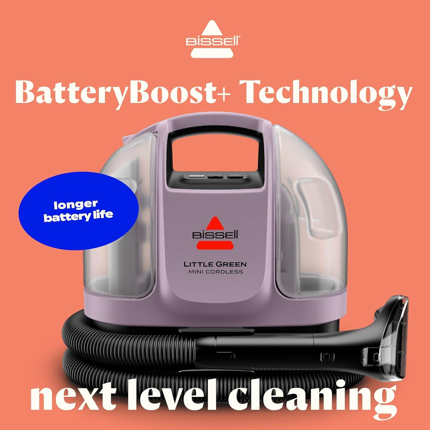 BISSELL Little Green Mini Portable Carpet Cleaner - Cordless Auto Detailer with HydroRinse Tool | Dusk Pink