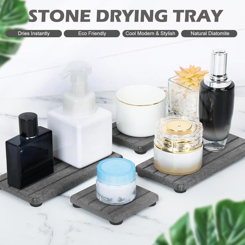 Diatomaceous Coaster | 4PCS Stone Drying Tray for Fast Drying in Bathroom & Kitchen Sinks