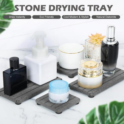 Diatomaceous Coaster | 4PCS Stone Drying Tray for Fast Drying in Bathroom & Kitchen Sinks