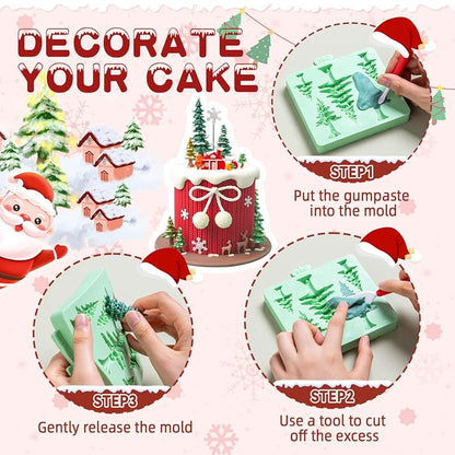 5 Cavity Christmas Tree Silicone Fondant Mold - Tree Cake Decoration