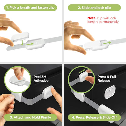 SKYLA HOMES Baby Locks - 8-Pack Child Safety Cabinet Proofing with 3M Adhesive | Easy Install, No Screws Needed