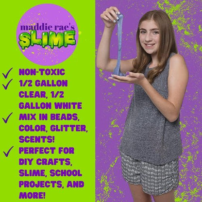 Maddie Rae's Slime Glue - Non-Toxic Clear & White 2-Pack (1/2 Gallon Each) | Perfect for Slime Kits & Crafts